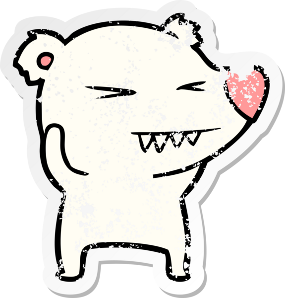 Kızgın bir kutup ayısı karikatürü bir insan tarafından çizilmiş.