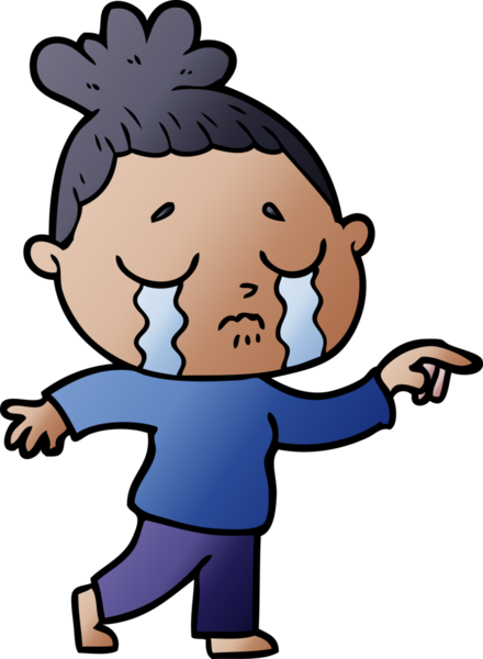 Bir insan tarafından çizilmiş ağlayan kadın çizgi filmi.