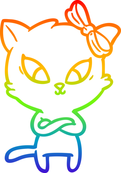 gökkuşağı gradyanı çizimi bir insan tarafından çizilmiş çizgi film kedisi