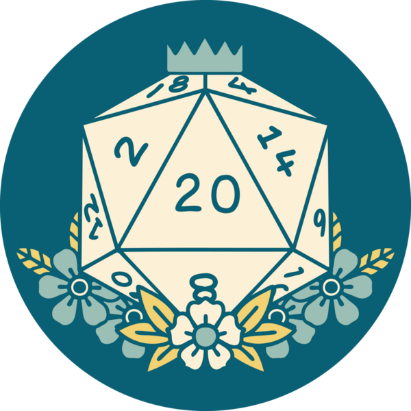 Bir insan tarafından çizilmiş bir d20 'nin ikonik dövme şekli