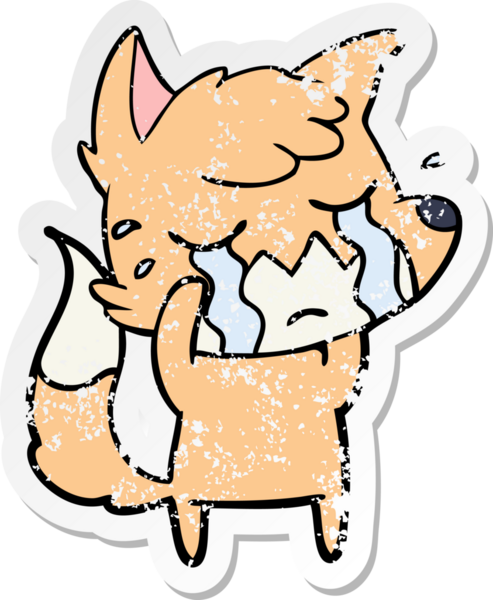 Bir insan tarafından çizilmiş ağlayan tilki çizgi filminin sıkıntılı çıkartması.