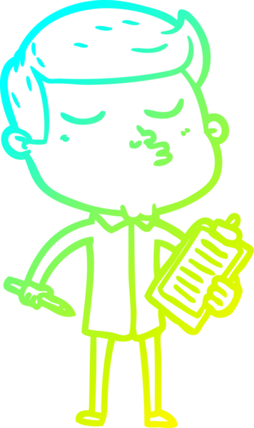 Çizgi film mankeni bir adamın insan tarafından çizilmiş soğuk gradyan çizimi.