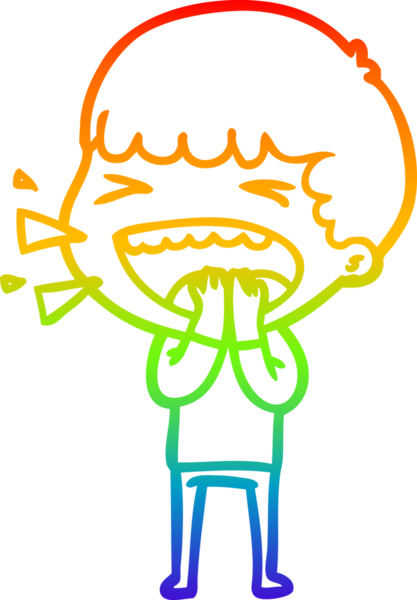 Gökkuşağının gradyan çizimi bir insan tarafından çizilmiş gülen bir adamın çizimi.