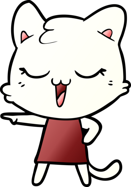 Bir insan tarafından çizilmiş mutlu çizgi film kedisi.