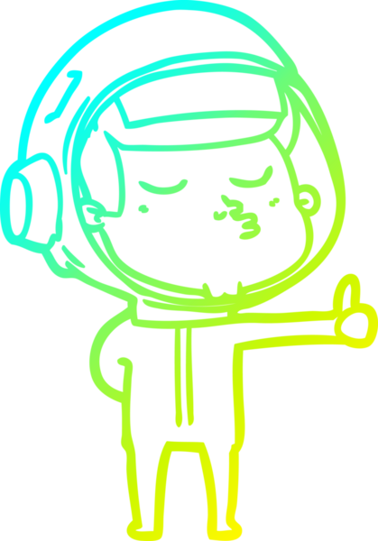 Kendine güveni olan bir astronotun bir insan tarafından çizilmiş soğuk çizgi çizimi.