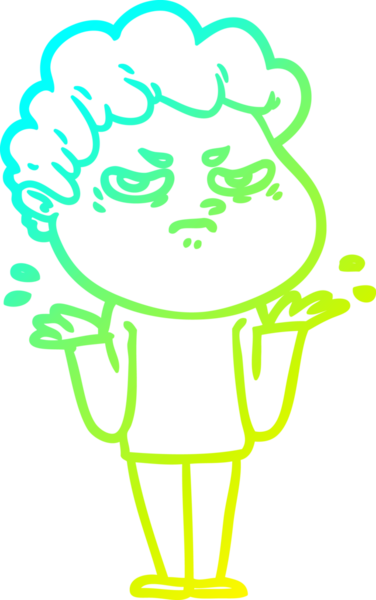 Bir insan tarafından çizilmiş kızgın bir adamın soğuk çizgi çizimi.