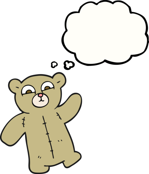 Bir insan tarafından çizilmiş serbest çizim balon karikatür oyuncak ayısı.