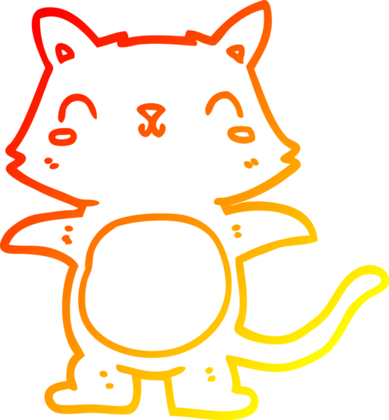 Bir insan tarafından çizilmiş çizgi film kedisinin sıcak çizgi çizimi