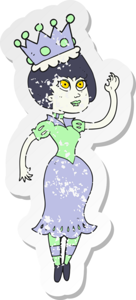 Bir insan tarafından çizilen vampir kraliçenin gerilmiş çıkartması.