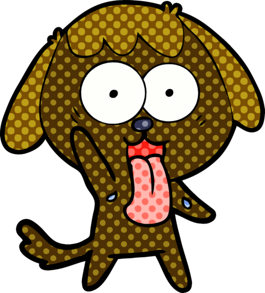 Bir insan tarafından çizilmiş şirin bir çizgi film köpeği.