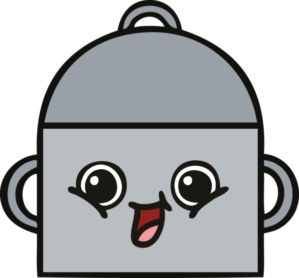 Bir insan tarafından çizilmiş güzel bir yemek tenceresi karikatürü.