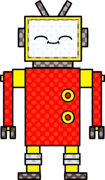 bir insan tarafından çizilmiş bir robotun çizgi roman tarzı