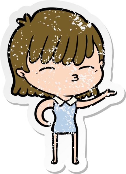 Bir insan tarafından çizilmiş karikatür bir kadının sıkıntılı çıkartması.