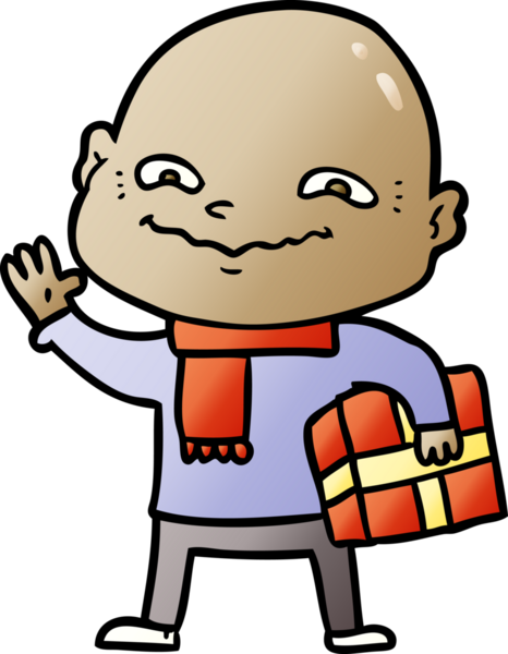 Bir insan tarafından çizilmiş, Xmas 'lı gergin bir adam.