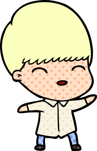 Bir insan tarafından çizilmiş mutlu çizgi film çocuğu.