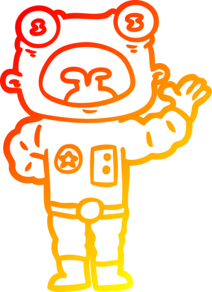 Bir insan tarafından çizilen garip uzaylı çizgi filminin sıcak gradyan çizimi