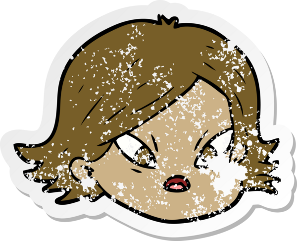 Bir insan tarafından çizilmiş karikatür kadın yüzü.