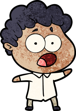 Bir insan tarafından çizilmiş bir karikatür adamı şaşkınlıkla nefes nefese kaldı.