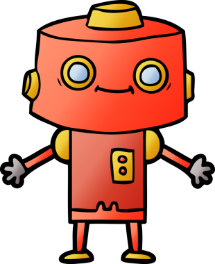 Bir insan tarafından çizilmiş çizgi film robotu