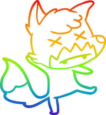 Gökkuşağı gradyan çizgi çizimi Bir insan tarafından çizilmiş ölü tilki