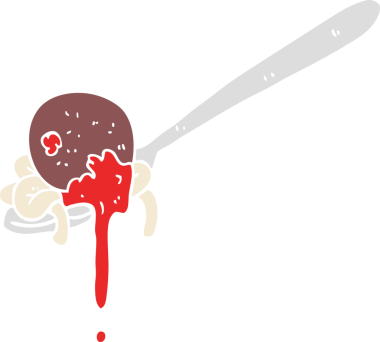 Bir insan tarafından çizilmiş köfte ve spagettinin düz renk çizimi