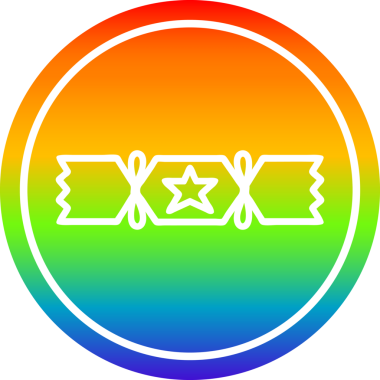 Yılbaşı krakeri gökkuşağı gradyan bir insan tarafından çizilmiş dairesel simge