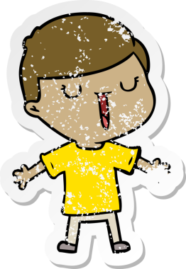 Bir insan tarafından çizilmiş mutlu bir çocuğun sıkıntılı çıkartması.