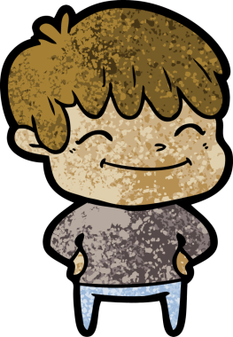 Bir insan tarafından çizilmiş mutlu çizgi film çocuğu.