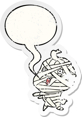 Tatlı cadılar bayramı mumyası, bir insan tarafından çizilmiş üzgün, yaşlı bir çıkartma.