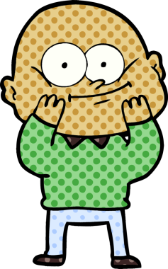 Bir insan tarafından çizilmiş kel bir adam.