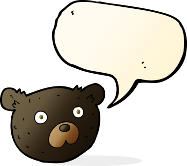 bir insan tarafından çizilmiş konuşma baloncuğu olan siyah bir ayı.