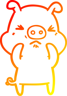 Bir insan tarafından çizilmiş kızgın bir domuzun sıcak çizgi çizimi