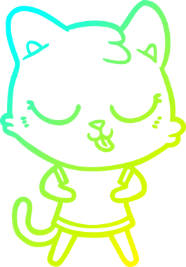 Bir insan tarafından çizilen çizgi film kedisinin soğuk gradyan çizgisi.