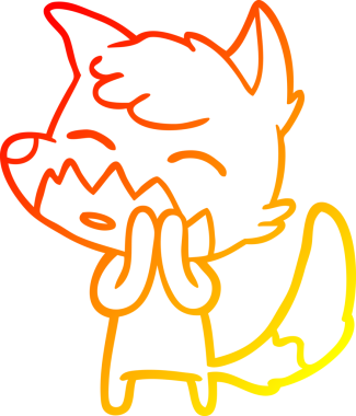 Bir insan tarafından çizilmiş bir tilkinin sıcak çizgi çizimi