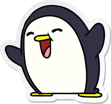 Bir insan tarafından çizilmiş sevimli bir penguen resmi.