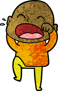 Bir insan tarafından çizilmiş kel adam diye bağıran çizgi film.