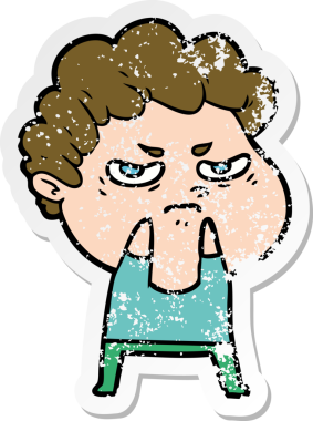 Bir insan tarafından çizilmiş kızgın bir adamın sıkıntılı çıkartması.