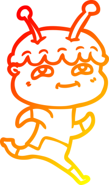 Bir insan tarafından çizilen dost canlısı bir uzay adamının sıcak çizgi çizimi