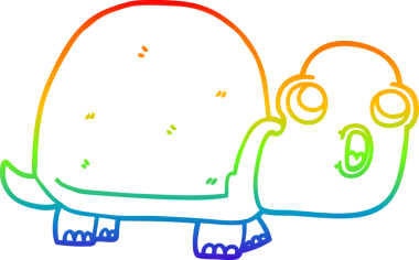 Karikatür çizen gökkuşağı gradyanı bir insan tarafından çizilmiş bir kaplumbağa.