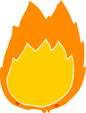 Bir insan tarafından çizilmiş düz renk çizgi film alevleri