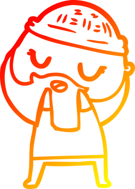 Bir insan tarafından çizilmiş sakallı sevimli bir adamın sıcak çizgi çizimi.