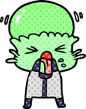 Bir insan tarafından çizilmiş garip bir uzaylı çizgi filmi.