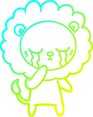 Bir insan tarafından çizilmiş ağlayan bir aslanın soğuk gradyan çizgisi.