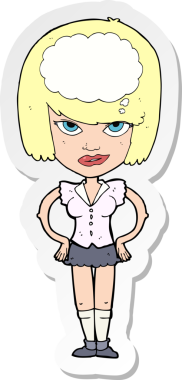 Bir insan tarafından çizilmiş bir karikatür kadının çıkartması.