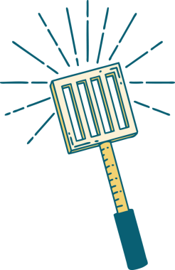 Bir insan tarafından çizilmiş geleneksel dövme stili mutfak spatulasının çizimi