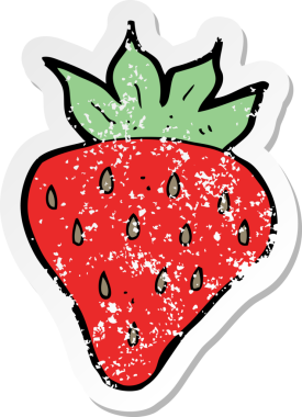 Bir insan tarafından çizilmiş karikatür çileğinin gerilimli yapıştırması.