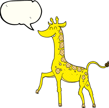 Bir insan tarafından çizilmiş serbest çizilmiş çizgi roman konuşma balonu zürafası.