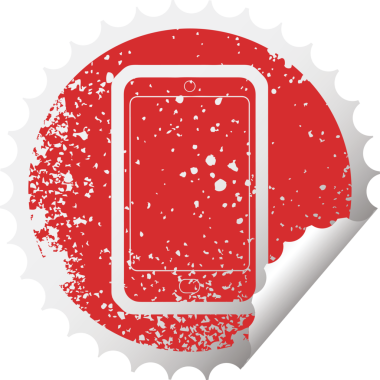 bir insan tarafından çizilmiş cep telefonu grafikli etiket resimleme simgesi