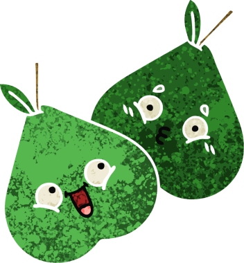 Bir insan tarafından çizilmiş armutun retro çizim tarzı karikatürü