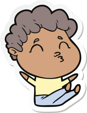 Bir insan tarafından çizilmiş karikatür adamın çıkartması.